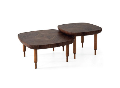 Luxury Coffee table Set 2x Coffee tables Living Room Wood Brown Furniture Table